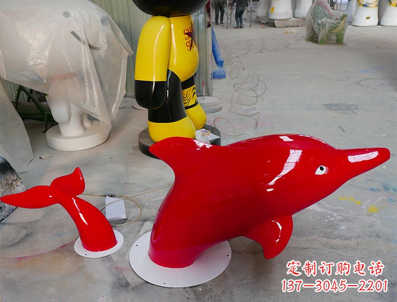 商丘园林广场创意海豚入水出水雕塑摆件
