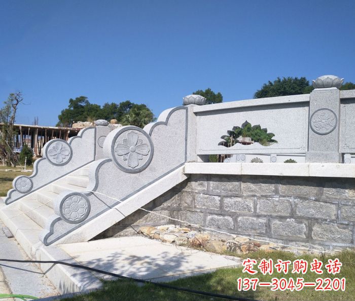 商丘园林景观大理石镂空莲花石栏板 (2)