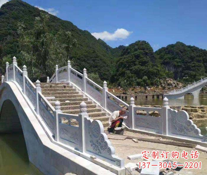 商丘园林景观大理石桥栏板石雕_1