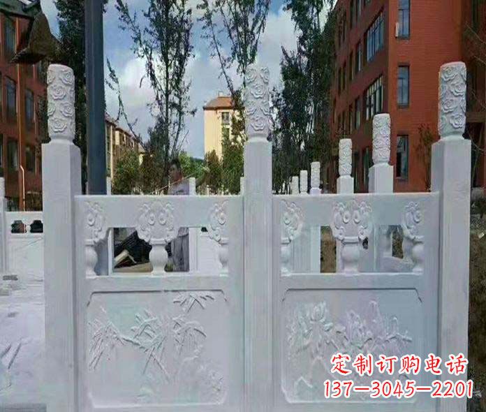 商丘园林景观大理石桥栏板石雕_2