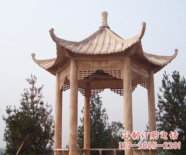 商丘园林景观单层石雕凉亭 (3)