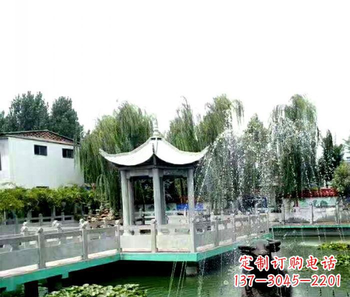 商丘园林景观单层六角石雕凉亭