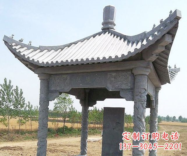 商丘园林景观单层石雕凉亭 (4)