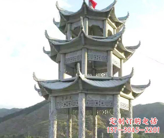 商丘园林景观多层凉亭石雕 (3)
