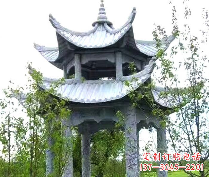 商丘园林景观仿古六角石凉亭
