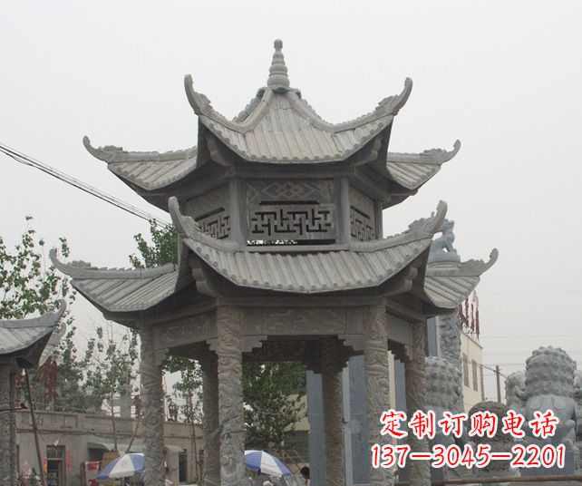商丘园林景观仿古石雕凉亭 (2)