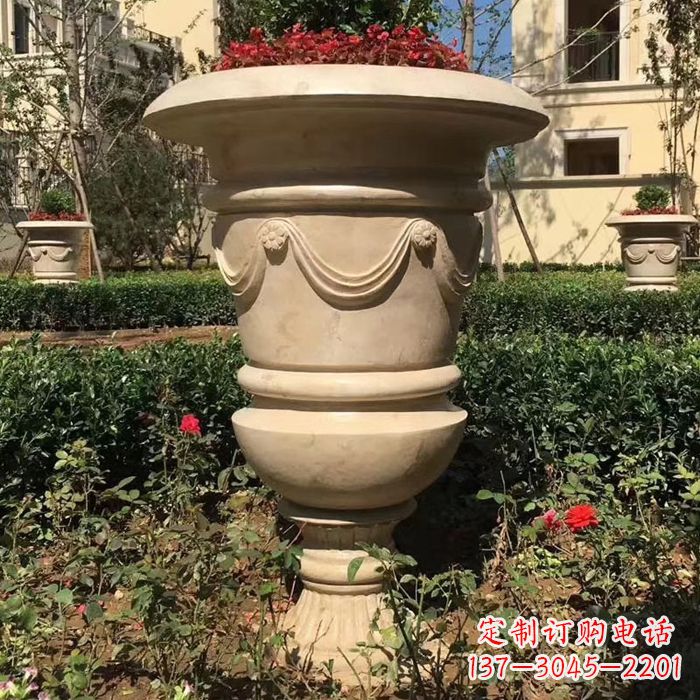 商丘园林砂岩石雕花盆