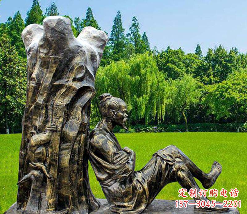 商丘园林守株待兔典故人物铜雕