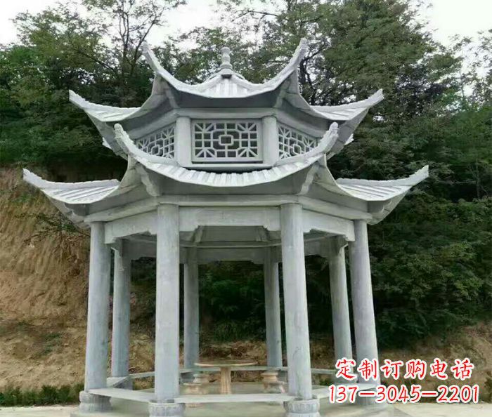 商丘园林双层凉亭石雕 (2)
