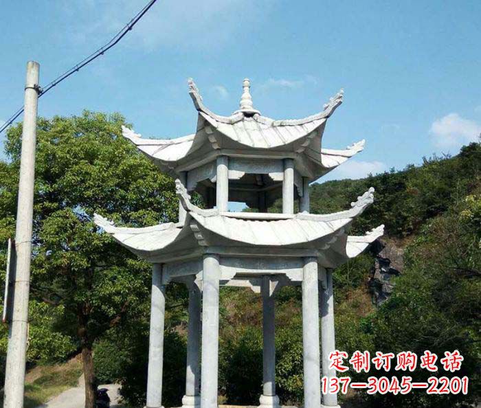 商丘园林双层凉亭石雕