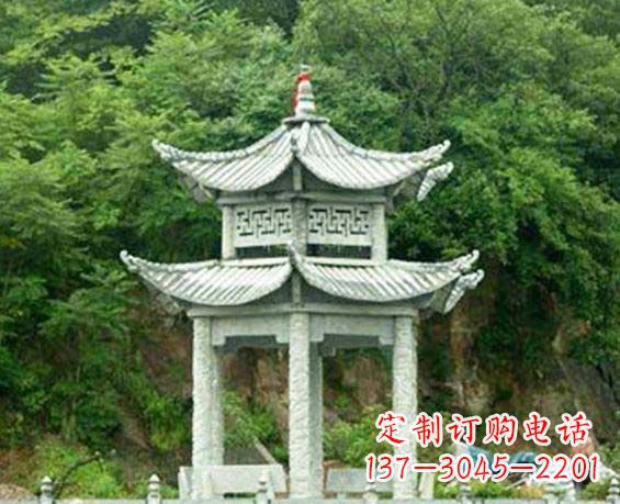 商丘园林双层六角石凉亭景观石雕