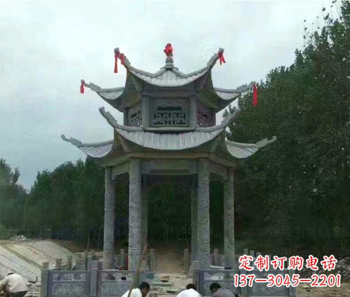 商丘园林双层凉亭石雕 (3)
