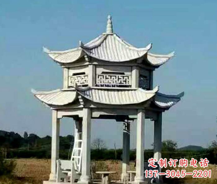 商丘园林双层石雕凉亭 (2)