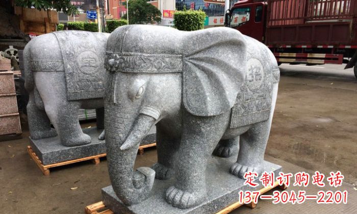 商丘招财进宝芝麻灰大象石雕 (3)