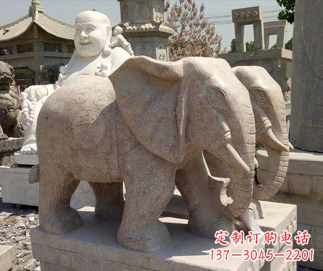 商丘招财晚霞红大象石雕 (2)