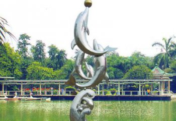 商丘戏球不锈钢海豚雕塑-园林水景动物景观