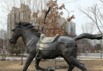 商丘小区动物奔跑的马铜雕
