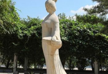 商丘园林历史人物著名美女秦罗敷砂岩石雕塑像