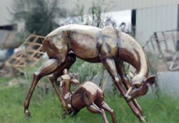 商丘园林铜雕母子鹿雕塑