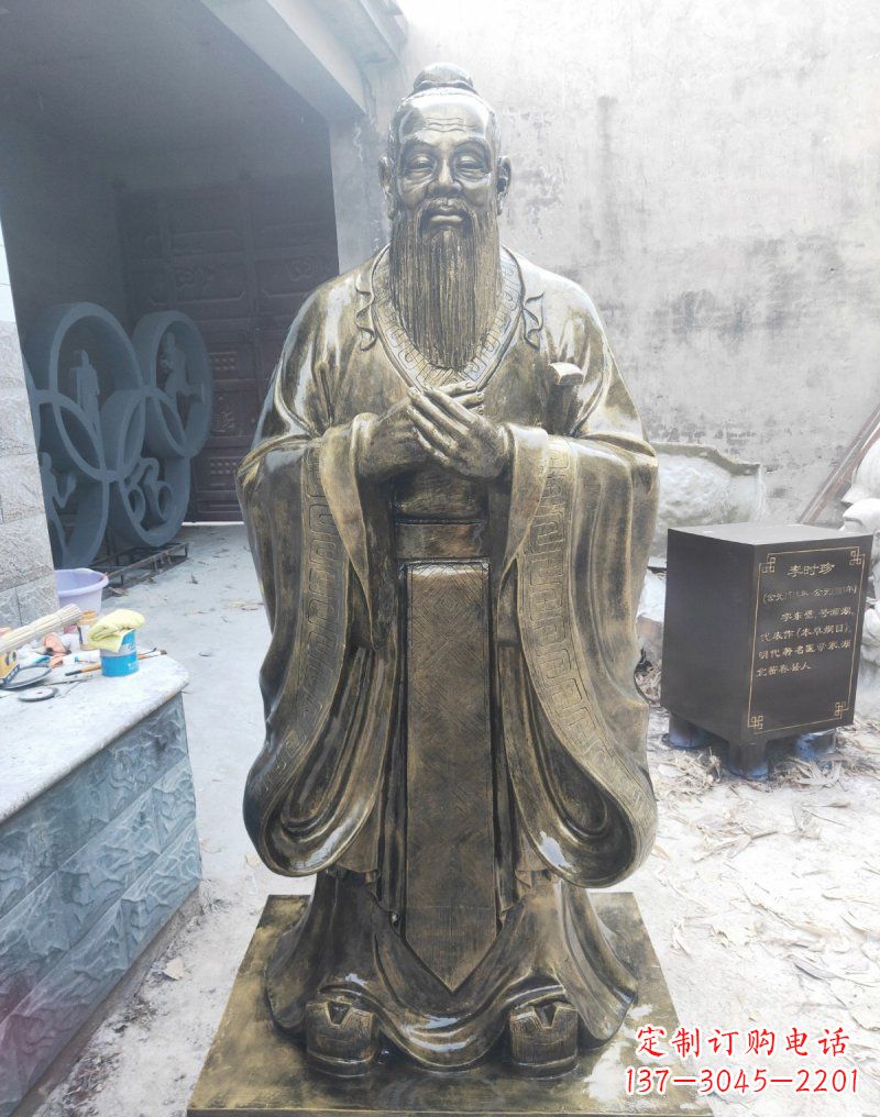 商丘铸铜古代名人孔子雕塑