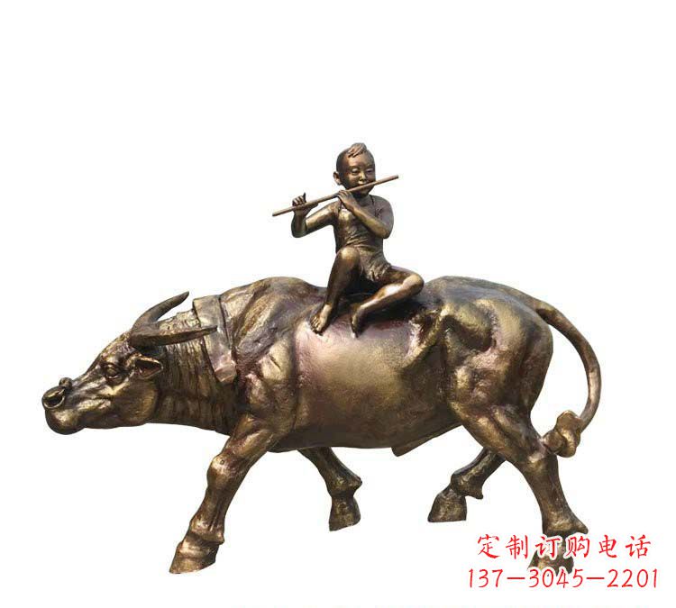 商丘铸铜牧童牛雕塑