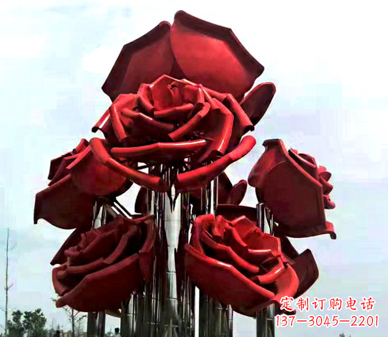 商丘大型不锈钢玫瑰花雕塑