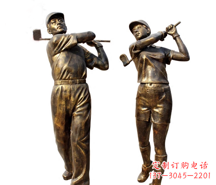 商丘公园打高尔夫人物铜雕